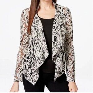 INC International Concepts Floral Lace Zipper Detail Moto Jacket
